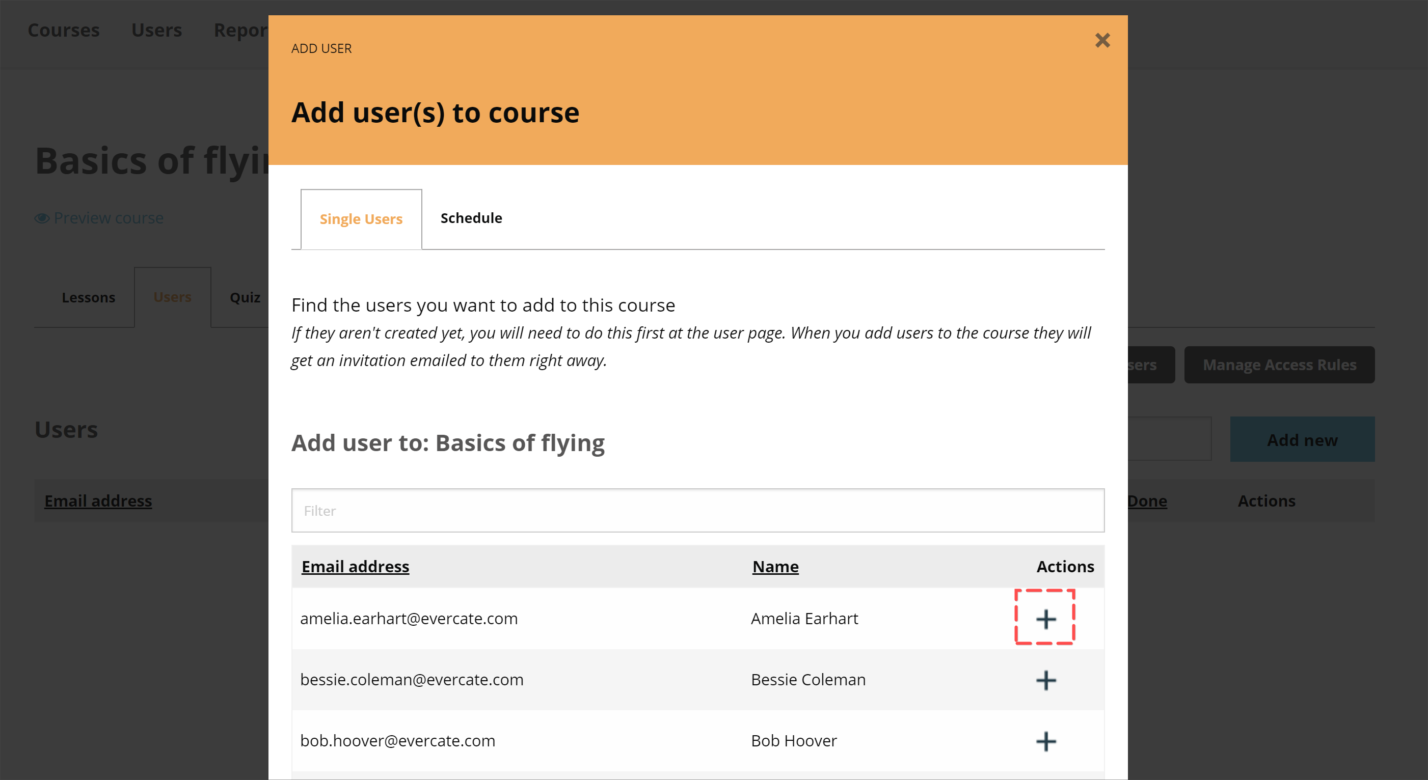 List of available users
