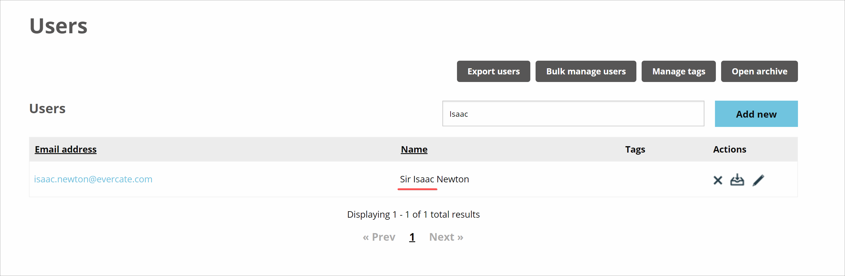 Updated user name in the list